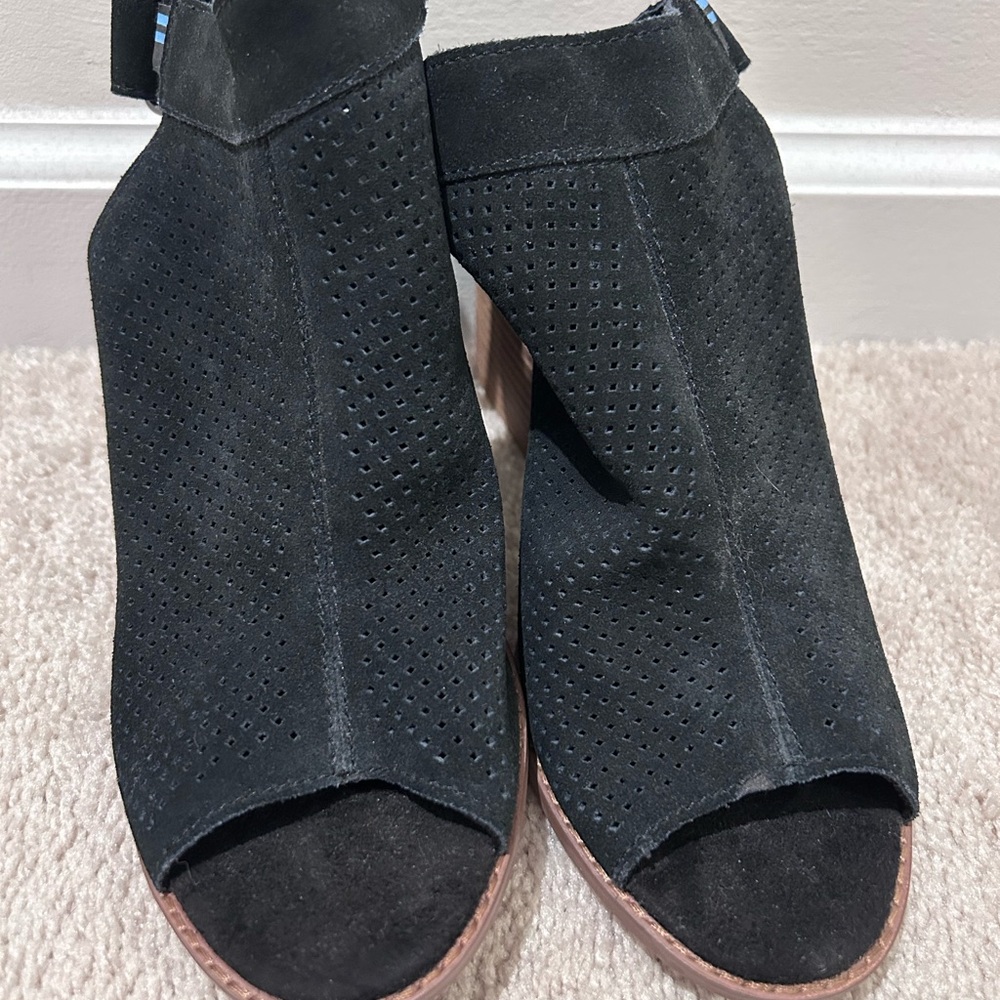 Toms Black Perforated Ankle Booties